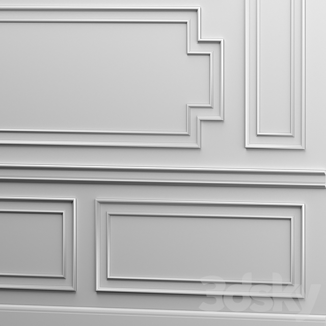 Wall panel – gypsum stucco molding 3DS Max Model - thumbnail 2