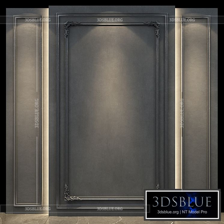 Wall panel – gypsum stucco molding – set 02 3DS Max - thumbnail 3