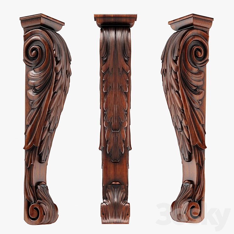 Wood Corbel-14 3DS Max Model - thumbnail 1