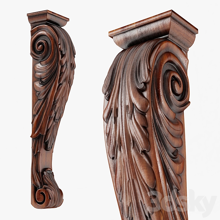 Wood Corbel-14 3DS Max Model - thumbnail 2