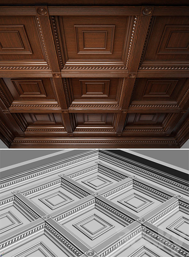 Wooden ceiling. Caissons 3DSMax File - thumbnail 1