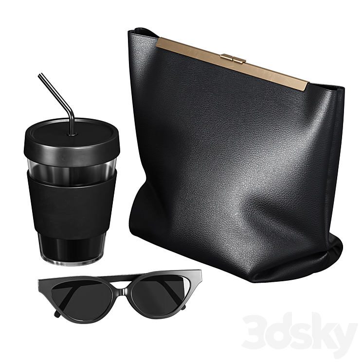 026 Decorative set AV 02 | bag sunglasses mug 3DS Max Model - thumbnail 1