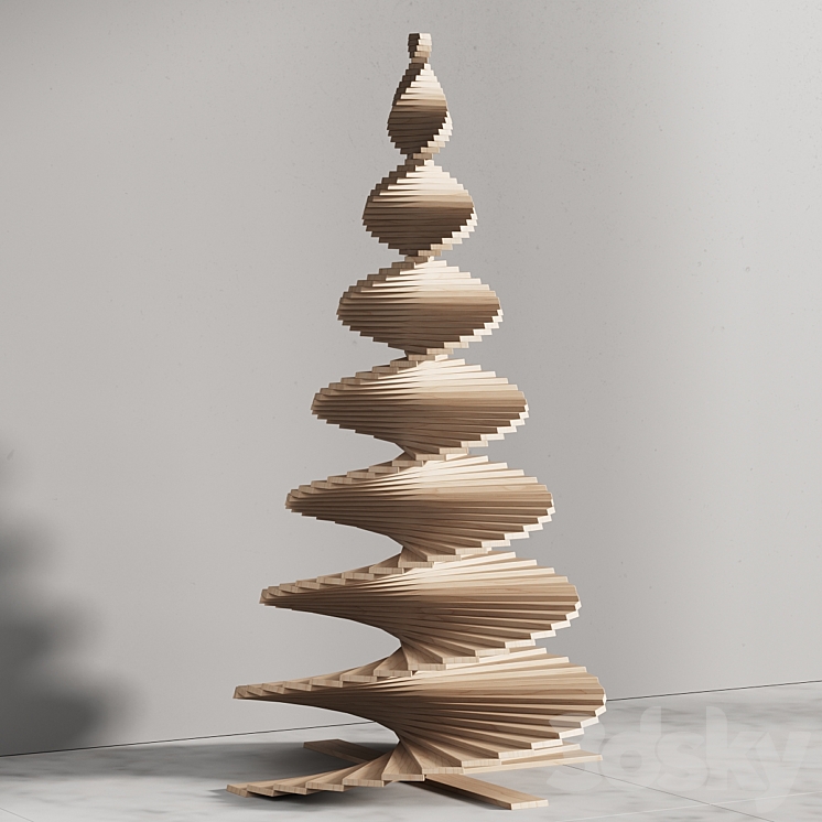 035 Modern christmas trees 01 wood and light 3DS Max Model - thumbnail 2