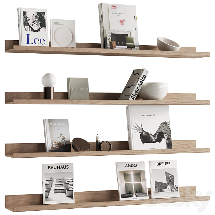 095 Decor on shelves 01 books and neutral 00 3DS Max Model - thumbnail 2