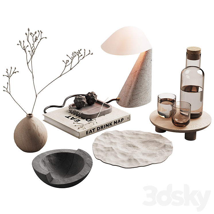 371 decorative set 039 japandi accessories kit 01 3DS Max Model - thumbnail 1