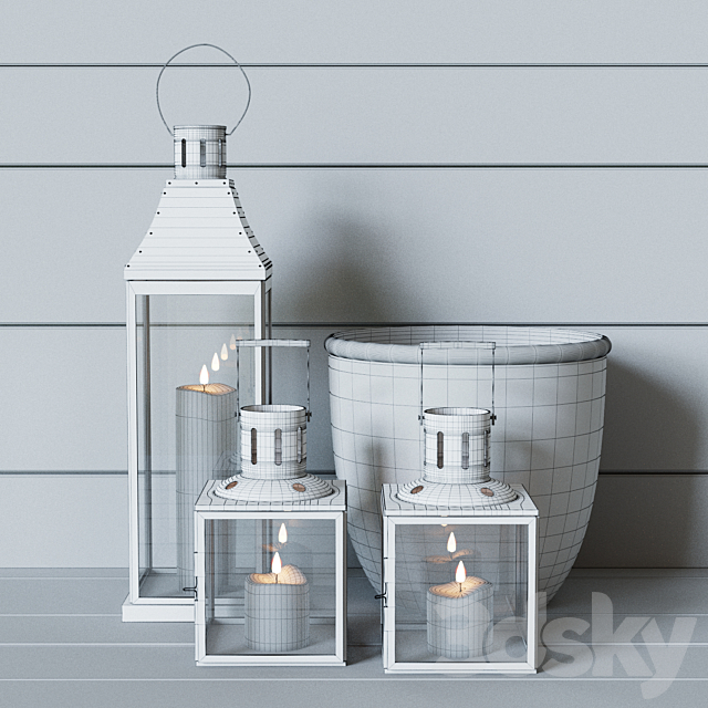 A set of candlesticks lanterns 3DS Max Model - thumbnail 2