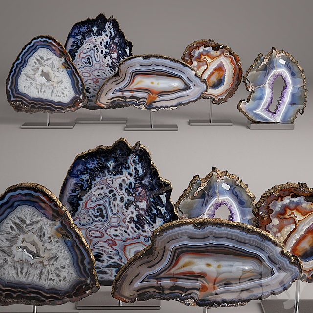 agate decor set 3DS Max Model - thumbnail 1