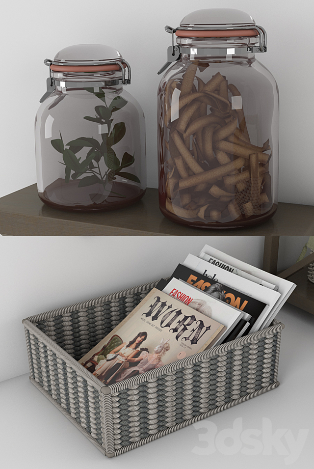 baskets jars and boxes 3DS Max Model - thumbnail 2