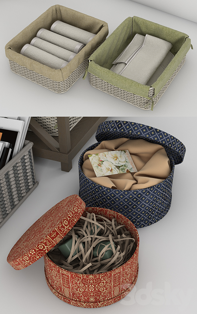 baskets jars and boxes 3DS Max Model - thumbnail 3