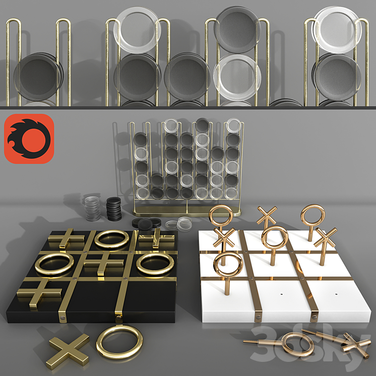 Board Games Set 01 3DS Max Model - thumbnail 1