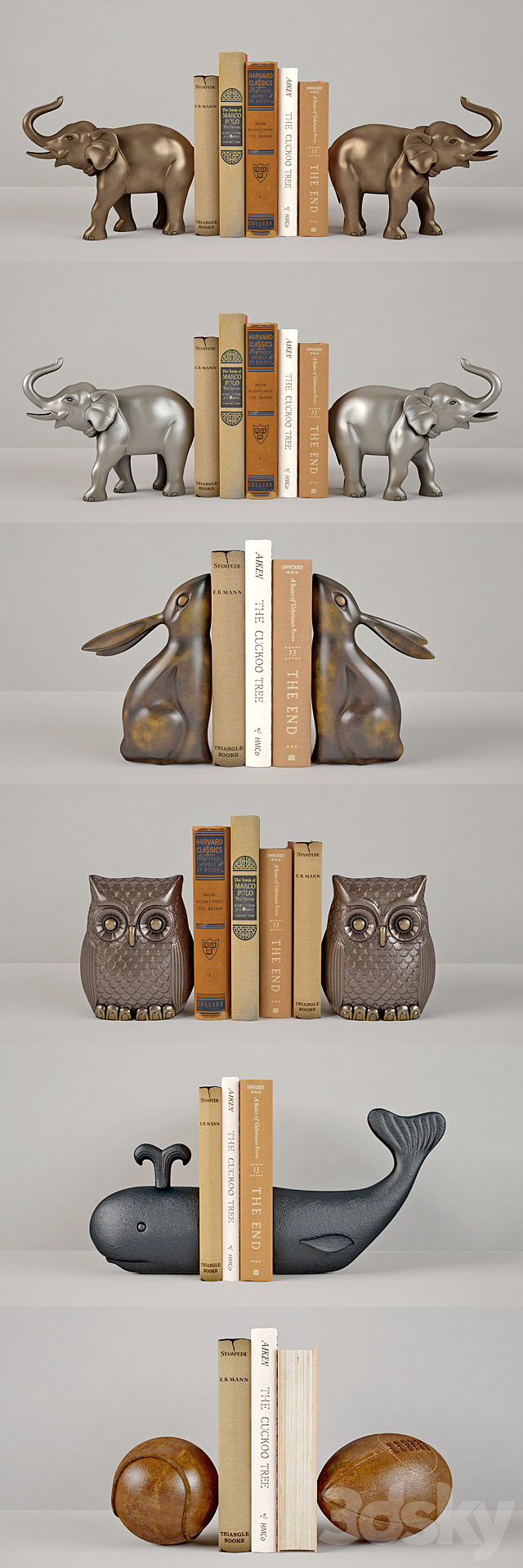 Bookends from Restoration Hardware 3DS Max Model - thumbnail 2