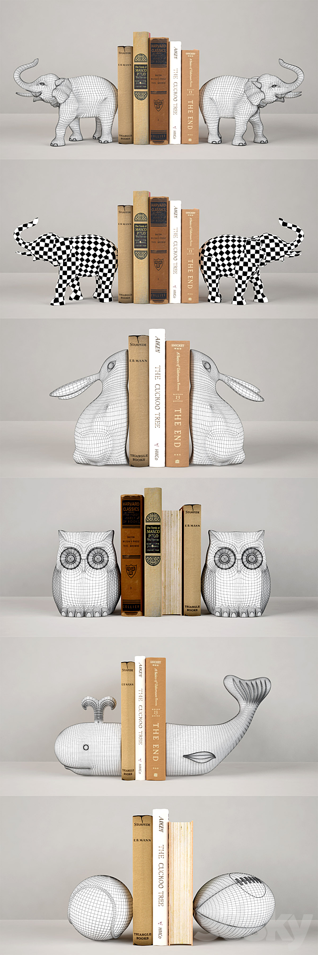 Bookends from Restoration Hardware 3DS Max Model - thumbnail 3