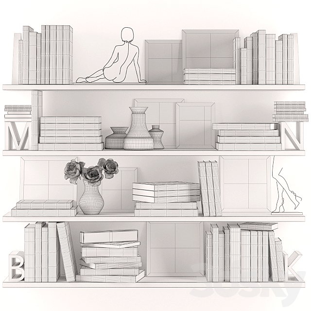 Bookshelf decoration set 2 3DSMax File - thumbnail 3