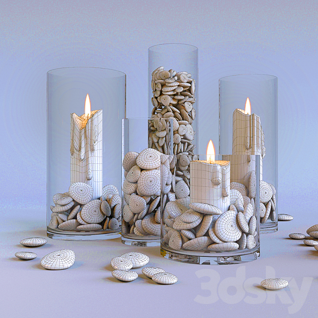 candles in glass flasks 3DS Max Model - thumbnail 2