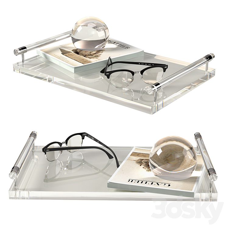 CB2 Theron Acrylic Tray Set 3DS Max Model - thumbnail 1