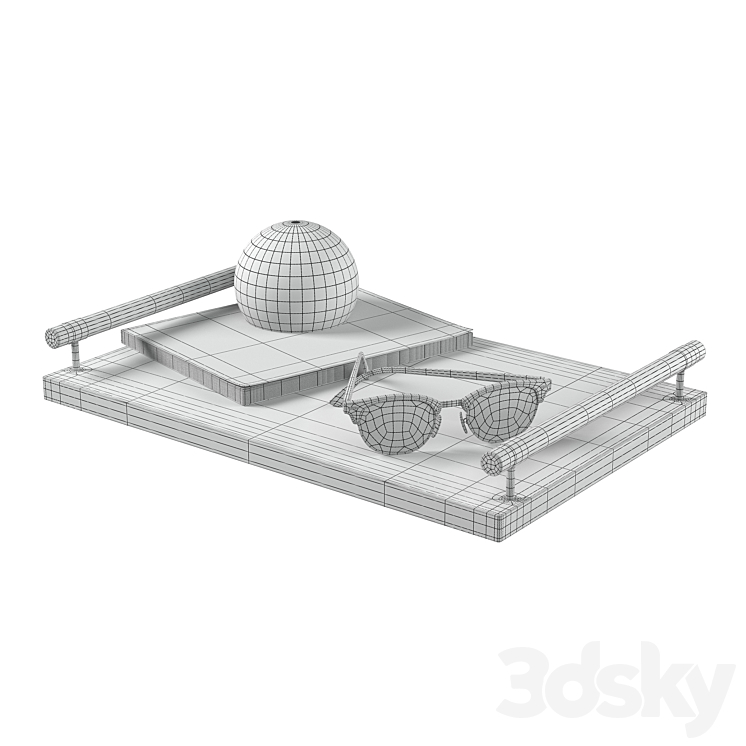 CB2 Theron Acrylic Tray Set 3DS Max Model - thumbnail 2