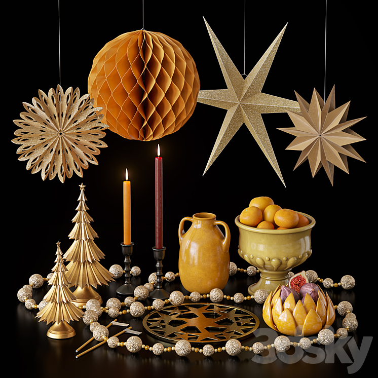 Christmas decorative set 3DS Max Model - thumbnail 1