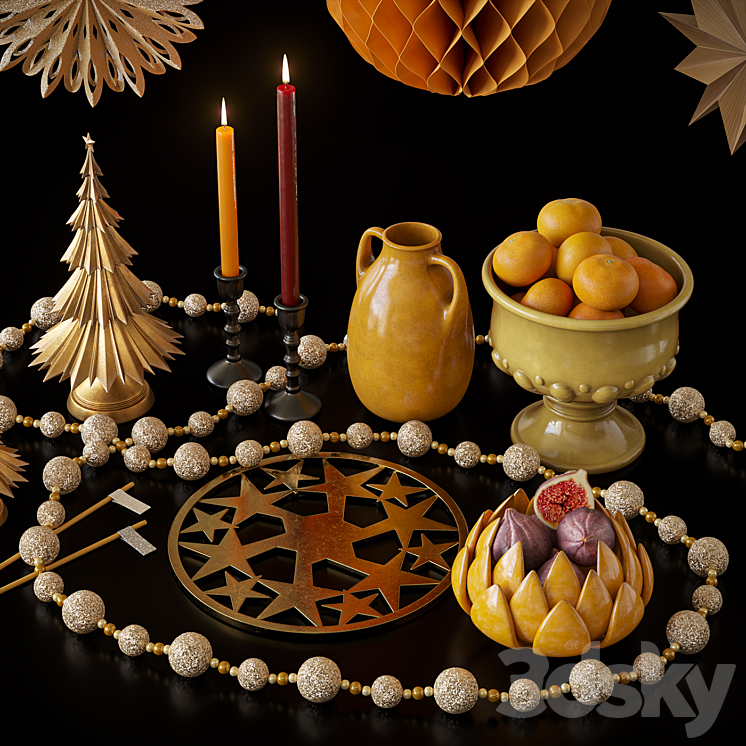 Christmas decorative set 3DS Max Model - thumbnail 2