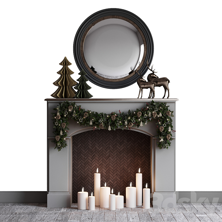 christmas mood fireplace 3DS Max Model - thumbnail 3