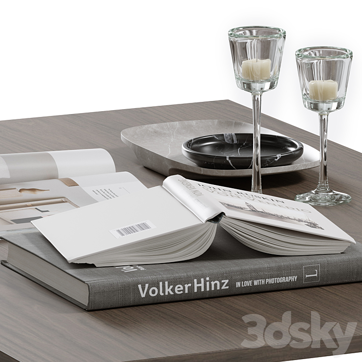 coffee table decor set 001 3DS Max Model - thumbnail 2