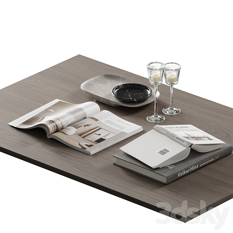 coffee table decor set 001 3DS Max Model - thumbnail 3