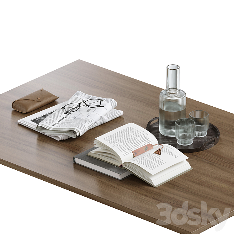 coffee table decor set 002 3DS Max Model - thumbnail 1