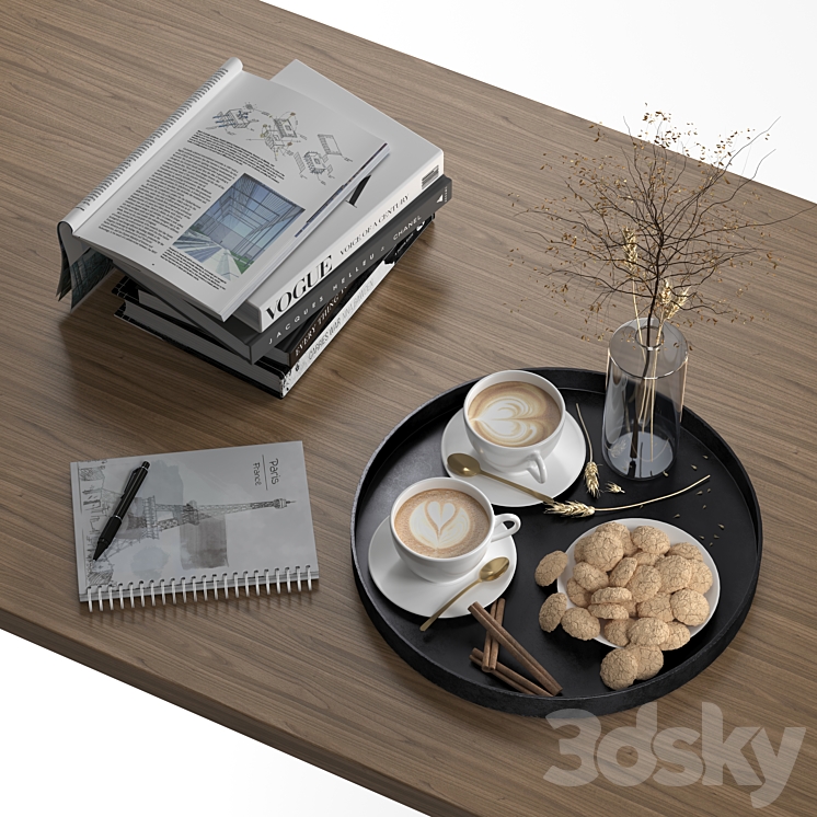 Coffee Table Decor Set 01 DrCG Model 05 3DS Max Model - thumbnail 2