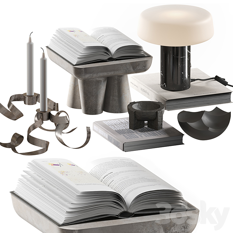 Coffee table decor set 036 3DS Max Model - thumbnail 1