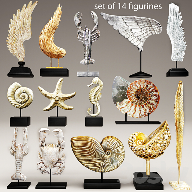 collection of 14 statues 3DSMax File - thumbnail 1