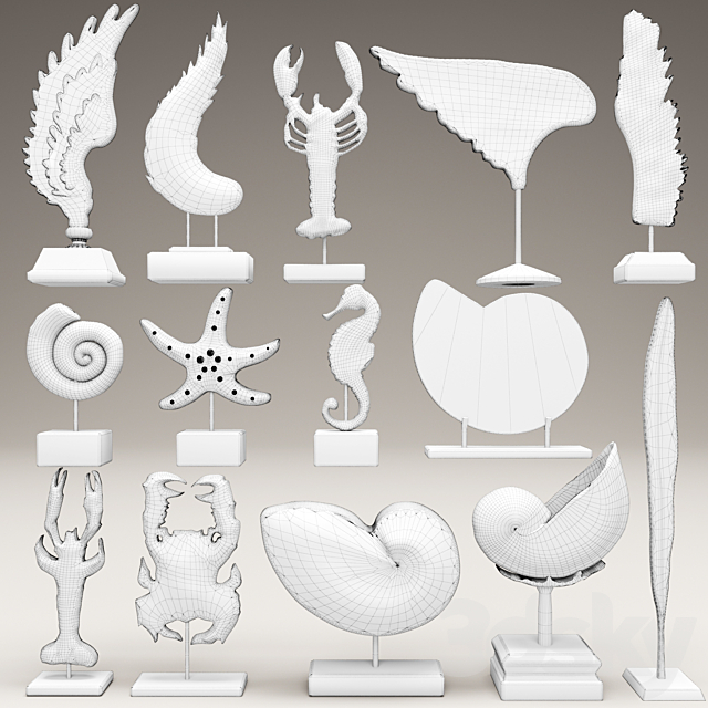 collection of 14 statues 3DSMax File - thumbnail 3