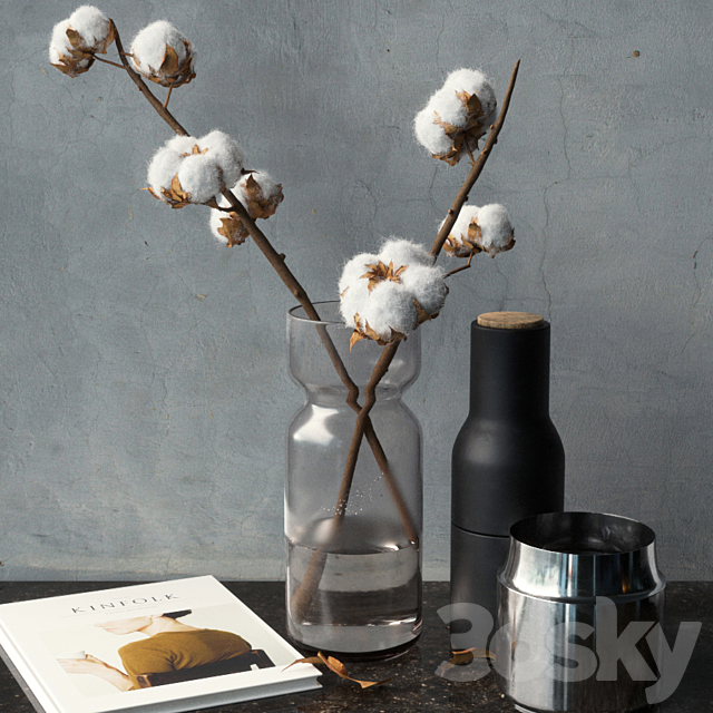 Cotton Branch Set 3DS Max Model - thumbnail 1