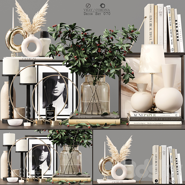 Decor Set 070 3DS Max Model - thumbnail 1