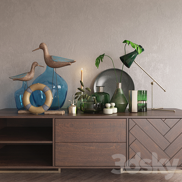 Decor set green _ blue 3DSMax File - thumbnail 1