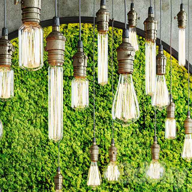 Decor set with moss and lamps 3DSMax File - thumbnail 2