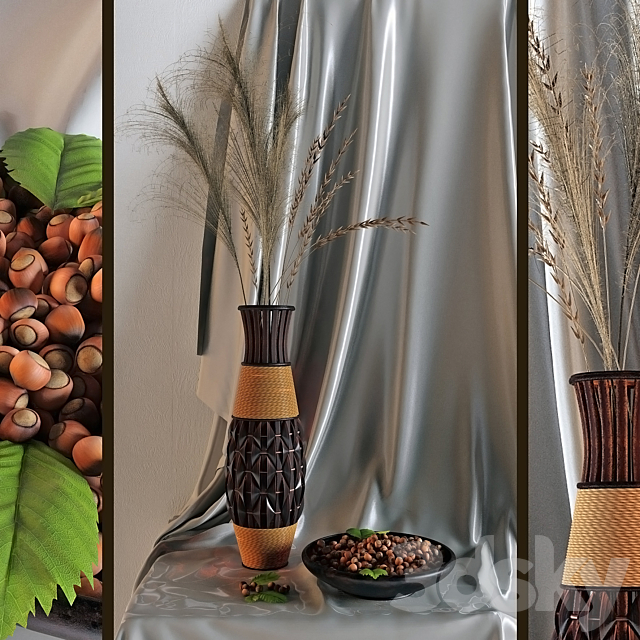 Decor with a vase and nuts 3DSMax File - thumbnail 1