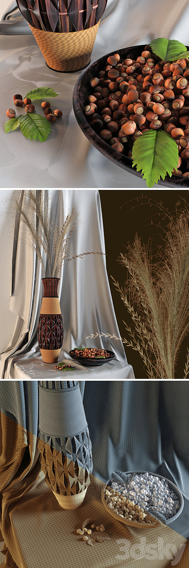 Decor with a vase and nuts 3DSMax File - thumbnail 3