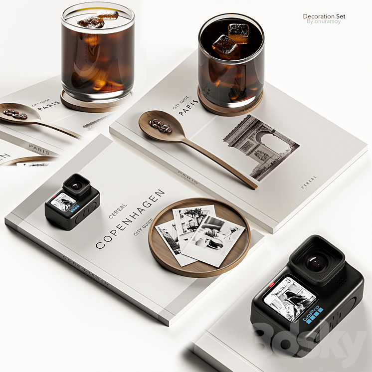 Decoration set with Books and Coffee 3DS Max Model - thumbnail 3