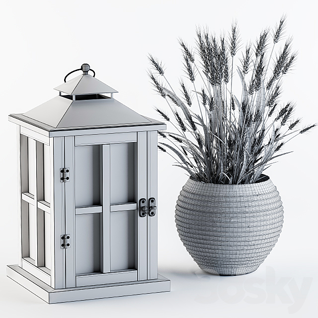 Decorative Blue Wheat & Lantern 3DS Max Model - thumbnail 4