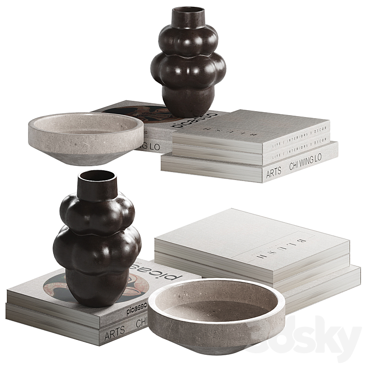 Decorative coffee table set 15 3DS Max Model - thumbnail 1