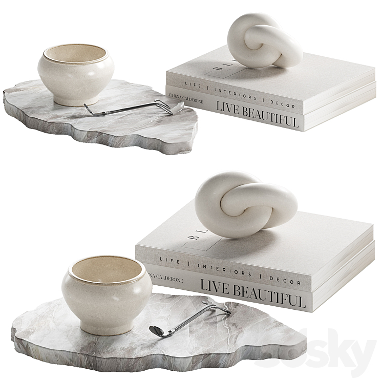 Decorative coffee table set 16 3DS Max Model - thumbnail 1