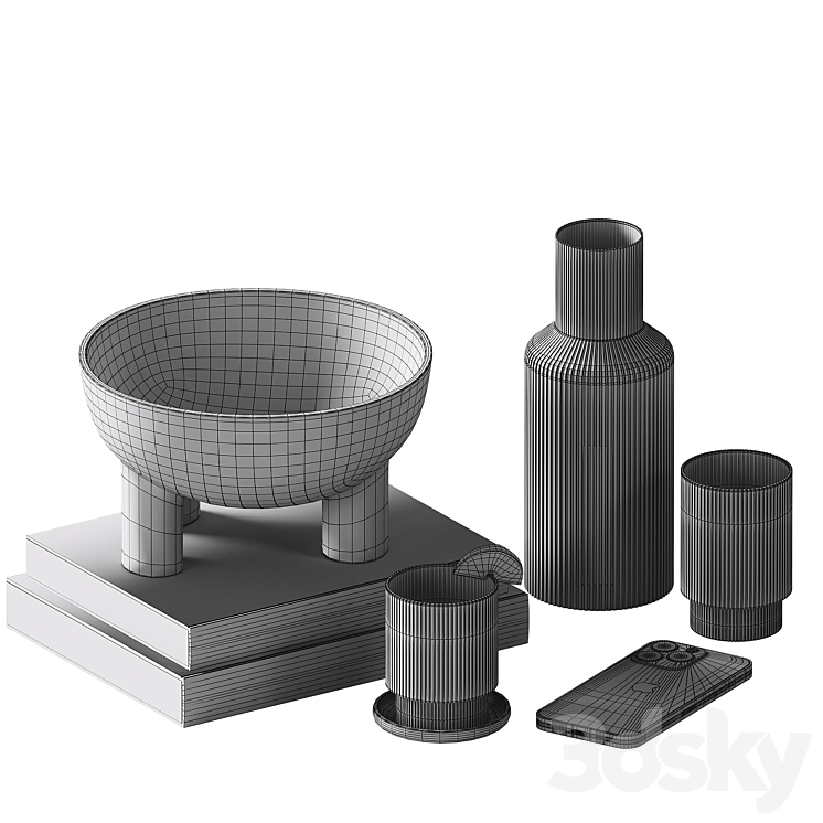 Decorative coffee table set 34 3DS Max Model - thumbnail 2