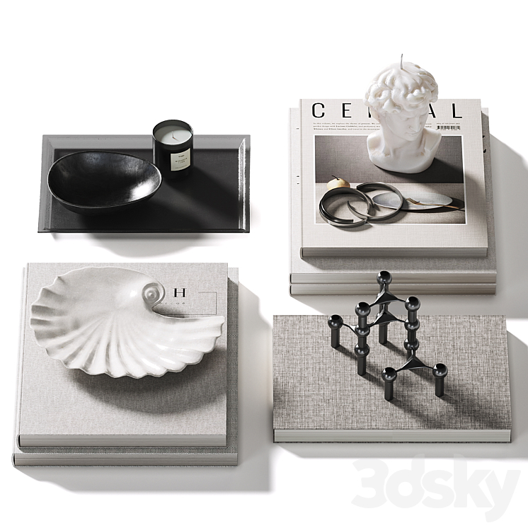 Decorative coffee table set 36 3DS Max Model - thumbnail 1