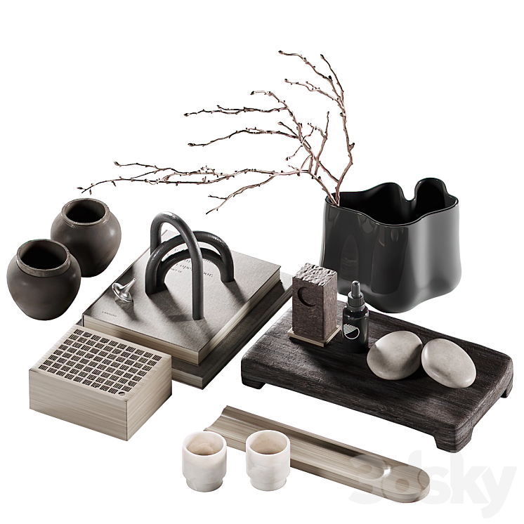 Decorative coffee table set 45 3DS Max Model - thumbnail 1