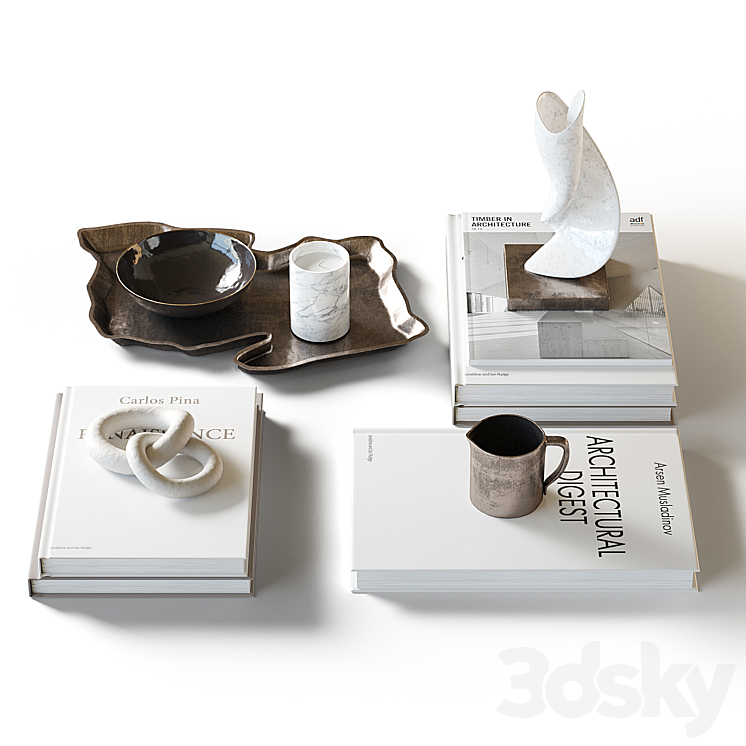 Decorative coffee tables set 21 3DS Max Model - thumbnail 1