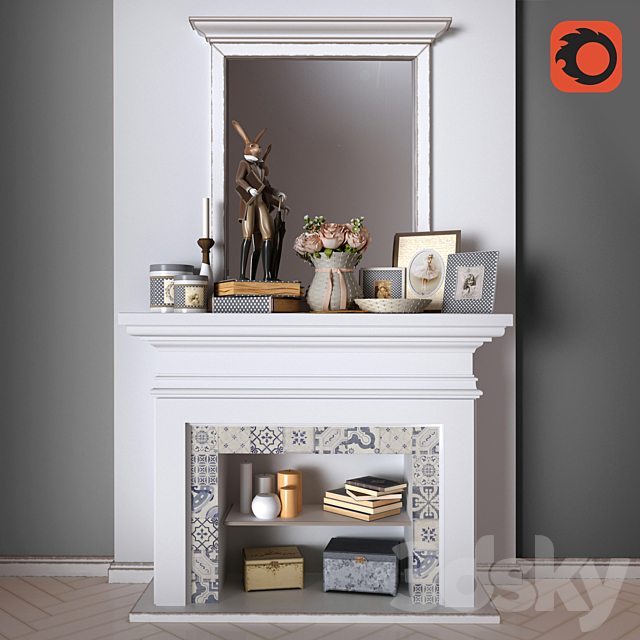 decorative fireplace set 3DSMax File - thumbnail 1