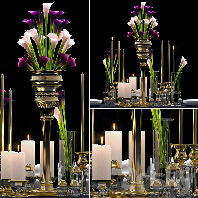 DECORATIVE FLOWER VASE SET 3DSMax File - thumbnail 1