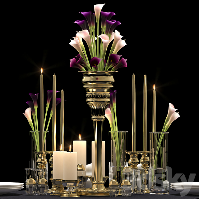 DECORATIVE FLOWER VASE SET 3DSMax File - thumbnail 3