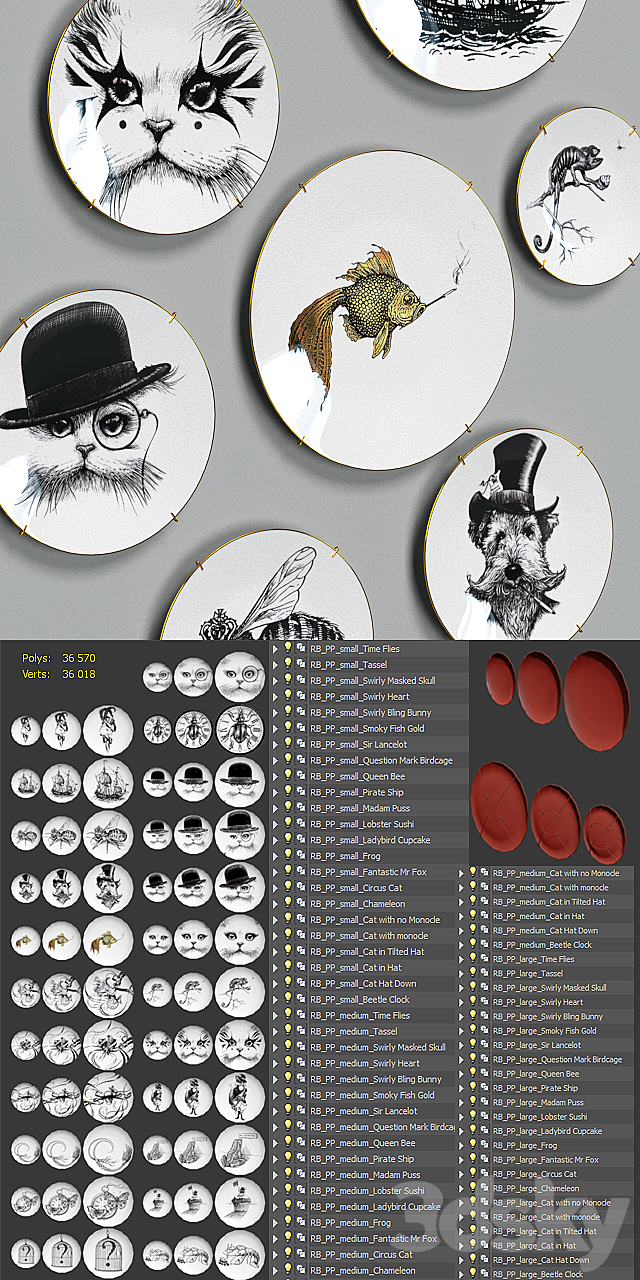 Decorative plates Rory Dobner Perfect Plates decoration set 3DSMax File - thumbnail 2