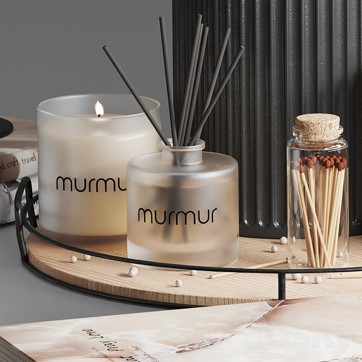 Decorative set 01 With Murmur candle and diffuser 3DS Max Model - thumbnail 2