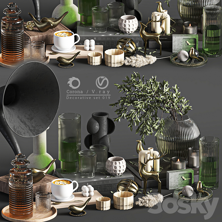 decorative set 019 3DS Max Model - thumbnail 1